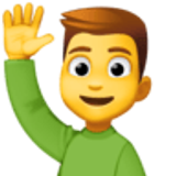 Man met opgeheven hand - Facebook