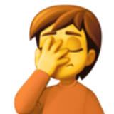 Persoon die het gezicht met de hand bedekt - Facebook