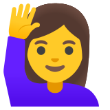 Vrouw met opgeheven hand - Noto Color Emoji