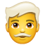 Gijsharige man U+1F468 U+1F9B3 Gijsharige man U+1F468 U+1F9B3
