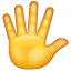 Hand met gespreide vingers U+1F590 Hand met gespreide vingers U+1F590