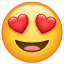 Emoji met hartvormige ogen U+1F60D