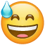 Emoji met open mond en zweetdruppel U+1F605 Emoji met open mond en zweetdruppel U+1F605