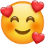 Emoji met gezicht met 3 hartjes U+1F970 Emoji met gezicht met 3 hartjes U+1F970